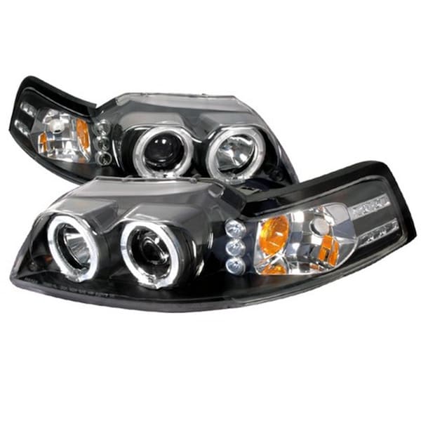 Overtime Halo LED Projector Headlight for 99 to 04 Ford Mustang, Black - 10 x 21 x 26 in. OV126225 - main